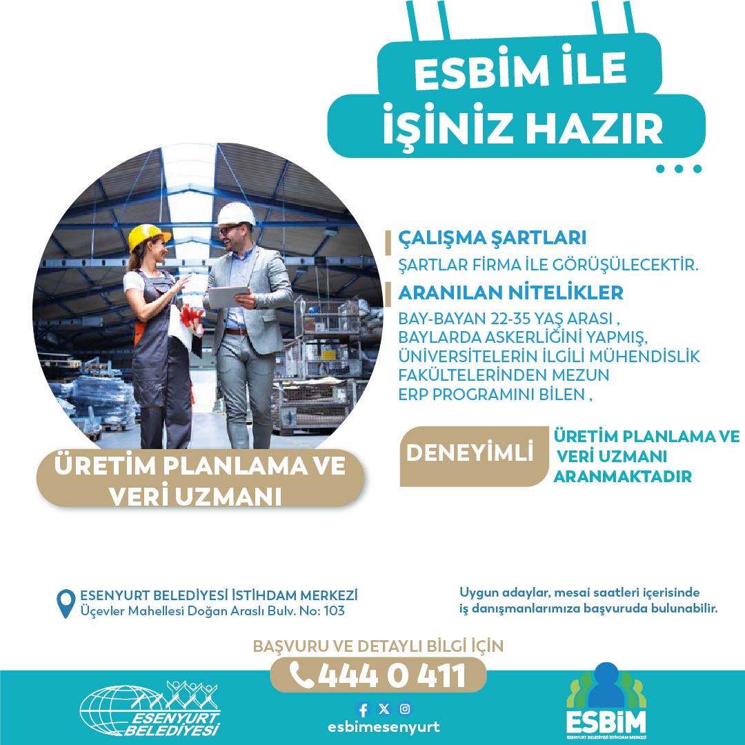 esbimesenyurt1's tweet photo. Uygun adaylar,mesai saatleri içerisinde ESBİM birimimizde iş danışmanlarımıza başvuruda bulunabilir. #EsenyurtBelediyesi #Esbim #Esenyurttaiş #İşarıyorum #İşçiarıyorum https://t.co/qZaXcB4J7i