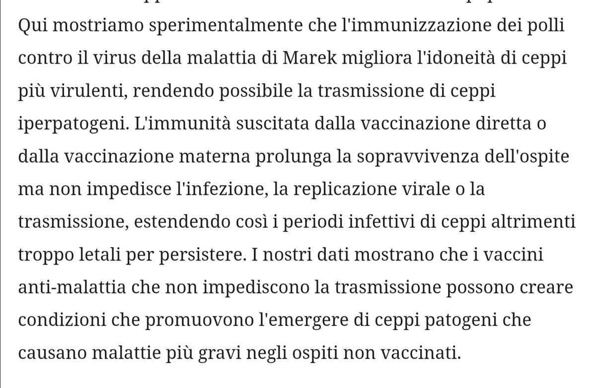 I "vaccini" che non impediscono l'infezione e la trasmissione possono promuovere ceppi patonegi meno letali....
Questo sarà il caso del nuovo "vaccino" per l'aviaria.
Dopo decenni di fallimenti non hanno ancora imparato la lezione.
pmc.ncbi.nlm.nih.gov/articles/PMC45…