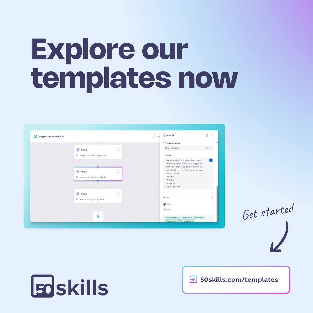 50skillsHR's tweet image. AI automation sounds great, but where do you start? 🤔
Now you can skip the guesswork. Our interactive workflow templates let you actively explore AI-powered and automated processes, step by step.
No sign-up needed to explore. ⬇️
50skills.com/templates
#AIWorkflowAutomation