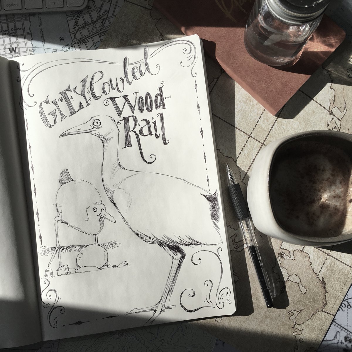 ChristyObalek's tweet photo. Two of my favourite things on a snowy day: sketching from the @canopyfamily bird feeder cam and sipping cappuccino with cinnamon. #panama #birds @cornellbirds #birds #tropicalbirds #sketchbook #sketch #birodrawing #ballpointpenart #illustration #ink #handlettering #typeography https://t.co/3wX2CcfXdB