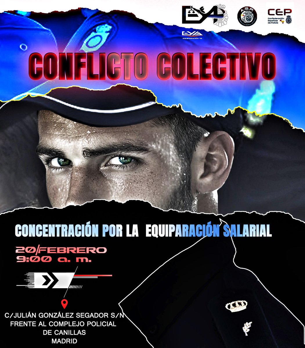 EYAPolicia's tweet photo. Reunión en el #ConsejoDePolicia
🗓️ #20Febrero a las 🕘9:30 a.m.

EYA se encuentra en #ConflictoColectivo
por tanto estará en la concentración que tendrá lugar el mismo día y hora en:
📍C/Julian González Segador s/n frente al Complejo Policial de Canillas #Madrid 
#EquiparacionYa https://t.co/TBAZvT50s0