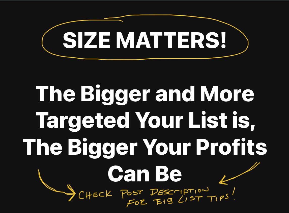 realnickbramble's tweet photo. I've heard one thing over and over again in my journey when it comes to making sales, or building huge teams in anything I do...

"Well, it's easy for you Nick, you have a list!"

To which my response, is...

🤓  "Well, duh!" 

🧚 But, the truth is, I didn't wake up one day and the list fairy dropped a responsive list under my pillow.

I built that list over time with ads and content and buying traffic.

👉  Then, I created the responsiveness by helping the people on that list and in that audience get the results they wanted.

I helped to the point where many on my list are saying "yes" to me before I even make an offer.

How's that possible?

🧠  I serve them so much value that the "reciprocity" area of their brain is wanting to pay me back, before they even consciously know it (isn't science cool?)

So, here's the money creating flow...

✅  1. Build a list and audience.

✅  2. Create a buyers response in that audience by helping them.

✅  3. Make cool offers that help them get what they want bigger, faster, easier, with more convenience, etc.

Problem is, most do it bass ackwards.

They join an opp, or some affiliate program for a product...

And then they just keep saying buy my thing, buy my thing, buy my thing.

Never any value, and rarely any real attempt to even build a list or audience.

It never works that way.

You can't do it in reverse.

⚠️  You MUST start with the list building first.

Then actually help people.

Then, as an affiliate...

Just recommend cool stuff that helps them at a higher level.

💰  That's what turns on the money.

It's literally like turning a faucet on and letting it flow.

So, your top priority from day one to infinity should be first to build a bigger list and audience.

Which is why I love this incredible list building tool I recently found.

In the first 48 hours, it helped my generate an additional 200 leads out of thin air (that I didn't have to pay for).

And, I think it can help you too.

You can create a free account to take a look if you want.

Just let me know, and I will send you the info.

Either way, from today on make it a point to build your list first, then serve that list.

I promise...

Once you start recommending things, the flood gates will open for you.

Just like they do me. 😃