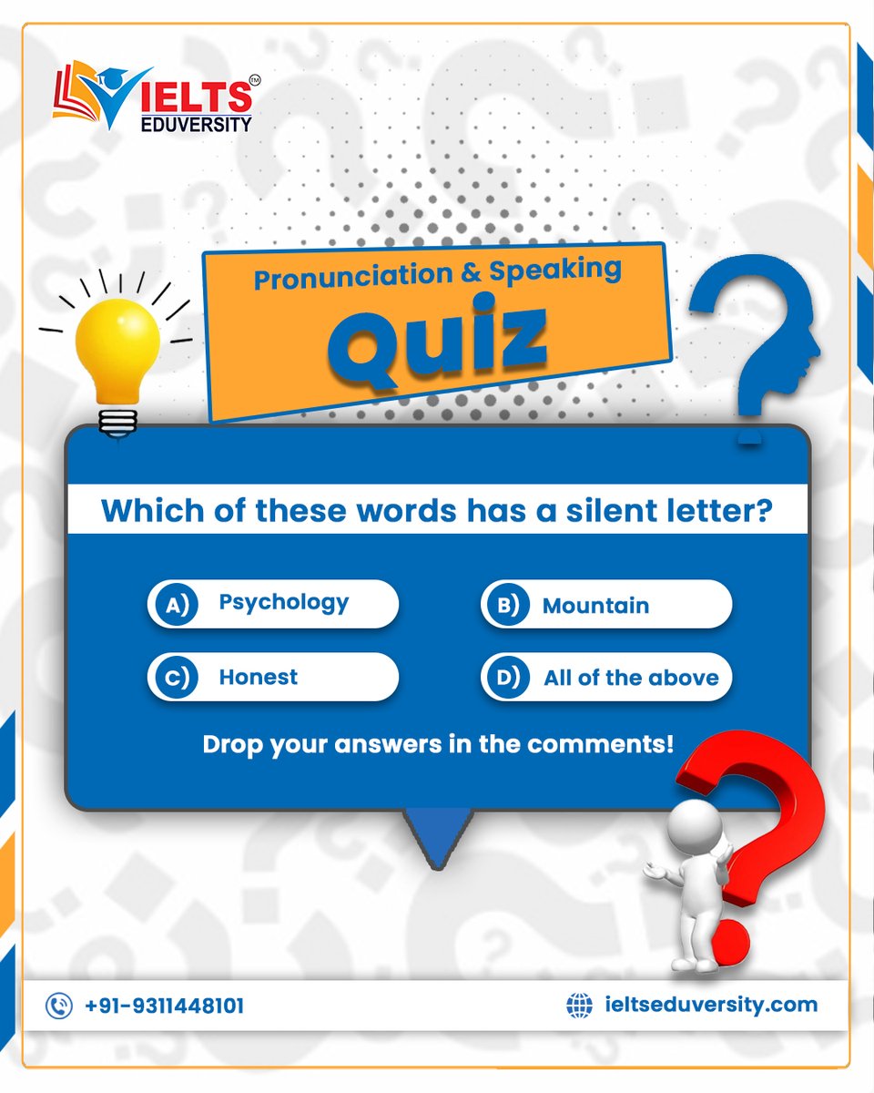 ieltseduversity's tweet photo. Think you're a genius? 🤓 

Test your knowledge with this tricky question and prove it by commenting on your answer below! 

Let's see who gets it right!" 👇

.
.
.
.
.
.
#quiz #socialmedia #ielts #ieltspreparation #postoftheday #followforfollowbac https://t.co/ELzMAbRt0S