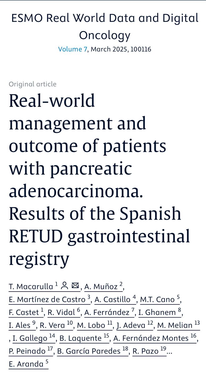 Inma_Gallego (@inma__gallego) on Twitter photo 🆕 Article ➡️<a href="/GrupoTTD/">Grupo Español de Tratamiento de Tumores Digestivos</a> <a href="/MacarullaTeresa/">Teresa Macarulla</a> <a href="/cofiadeva/">jorge_adeva_MD</a> 🎯
Real-world management and outcome of patients with pancreatic adenocar... sciencedirect.com/science/articl… 🆕 Article ➡️<a href="/GrupoTTD/">Grupo Español de Tratamiento de Tumores Digestivos</a> <a href="/MacarullaTeresa/">Teresa Macarulla</a> <a href="/cofiadeva/">jorge_adeva_MD</a> 🎯
Real-world management and outcome of patients with pancreatic adenocar... sciencedirect.com/science/articl…