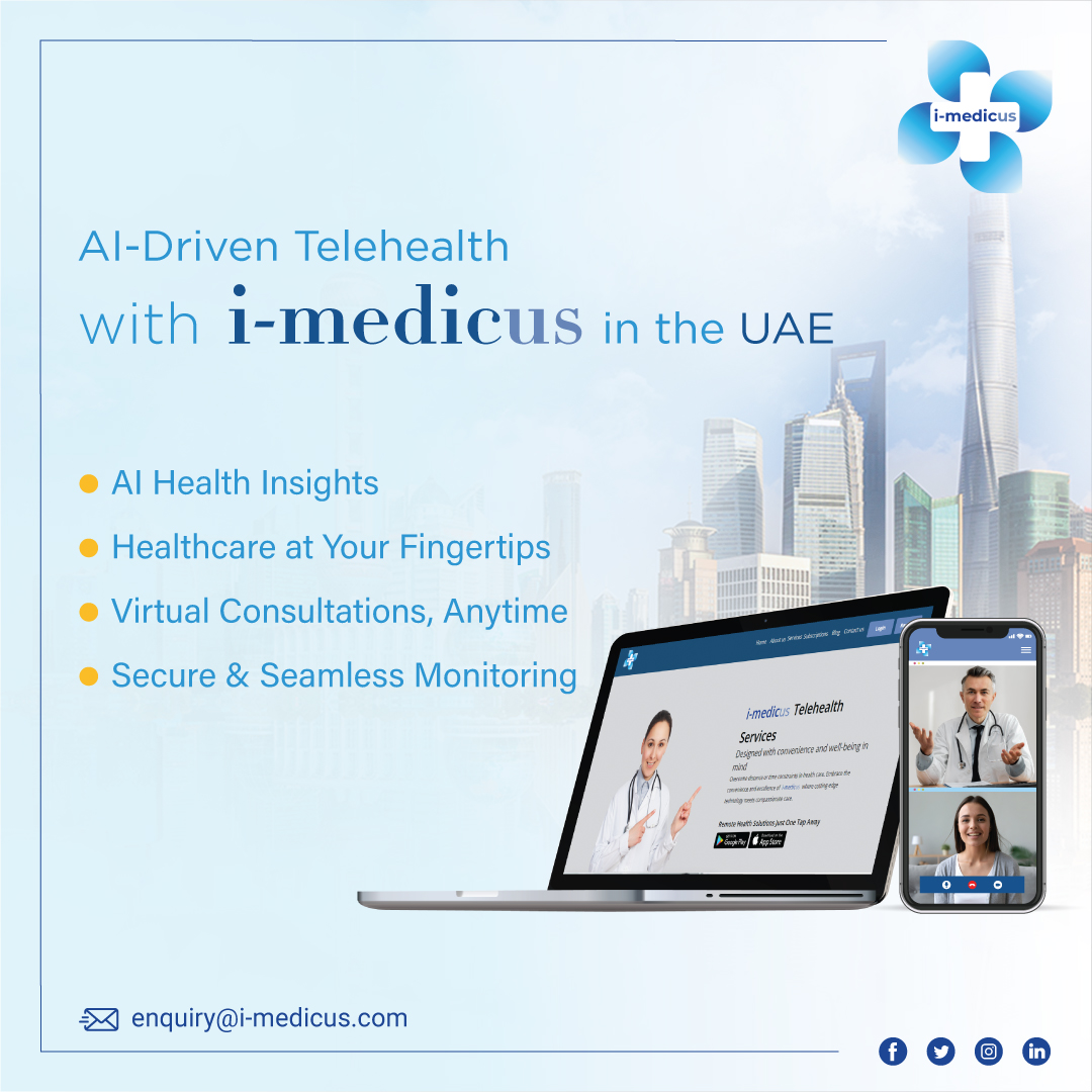 i_medicus's tweet photo. Revolutionizing Healthcare in the UAE with AI-Powered Telehealth! 

With i-medicus, experience smarter, faster, and more efficient virtual healthcare:

✅ AI-Powered Diagnostics 
✅ 24/7 Virtual Consultations 
✅ Seamless Remote Monitoring 

#aihealthcare #telehealthuae https://t.co/ARE1MRrenk