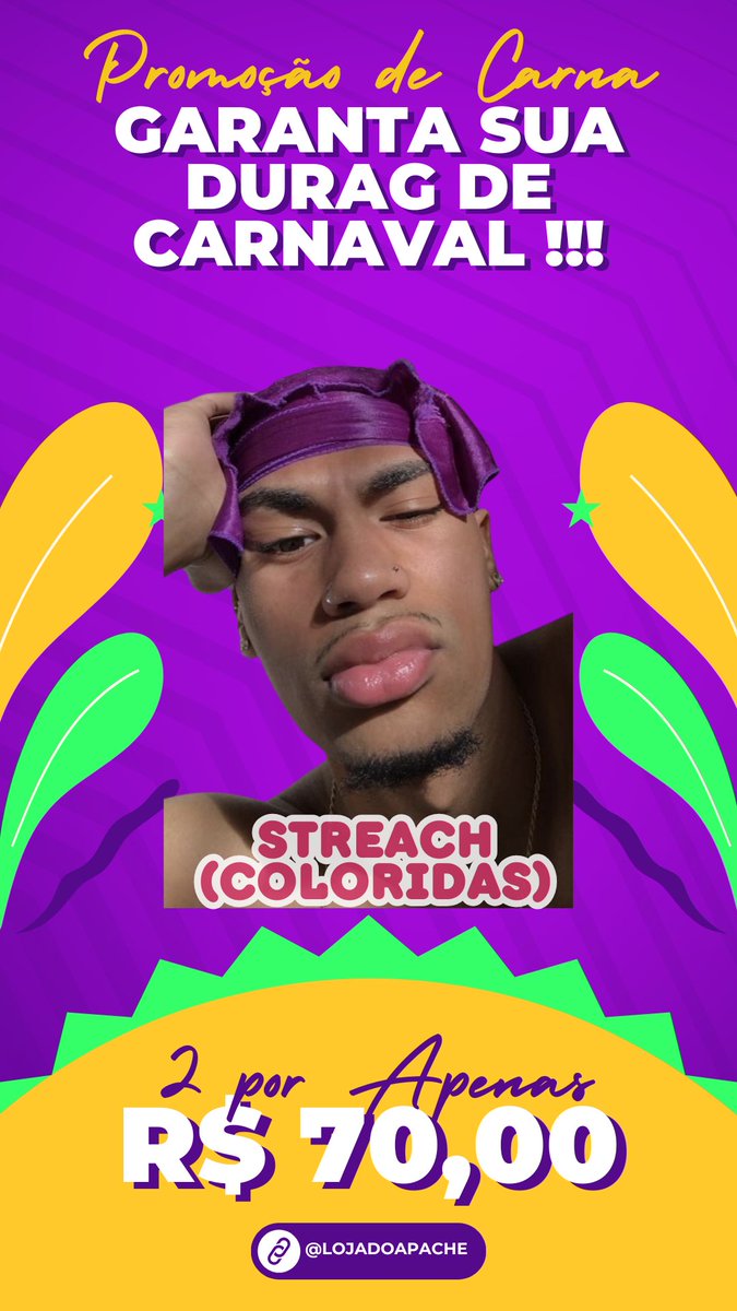 lojadoapache's tweet image. Bom dia família !!! Ótimo início de semana com promoção na loja 📦

2 Durags por apenas R$ 70,00 😱

OBS - VÁLIDO SOMENTE PARA DURAGS COLORIDAS 💚🩵💙💜🧡💛❤️🩶🤎 (exceto durags cor preta 🖤) 

#usemmaisdurags #durag #nego #nago #trancas