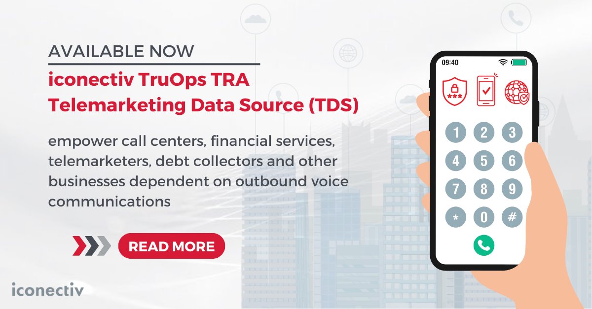 iconectiv's tweet image. Compliance meets innovation! 🌟 iconectiv® TruOps® TRA TDS solution optimizes outbound communications while tackling TCPA challenges. 

Learn more: bit.ly/40RDGNH

#iconectiv #TelecomSolutions #TCPACompliance