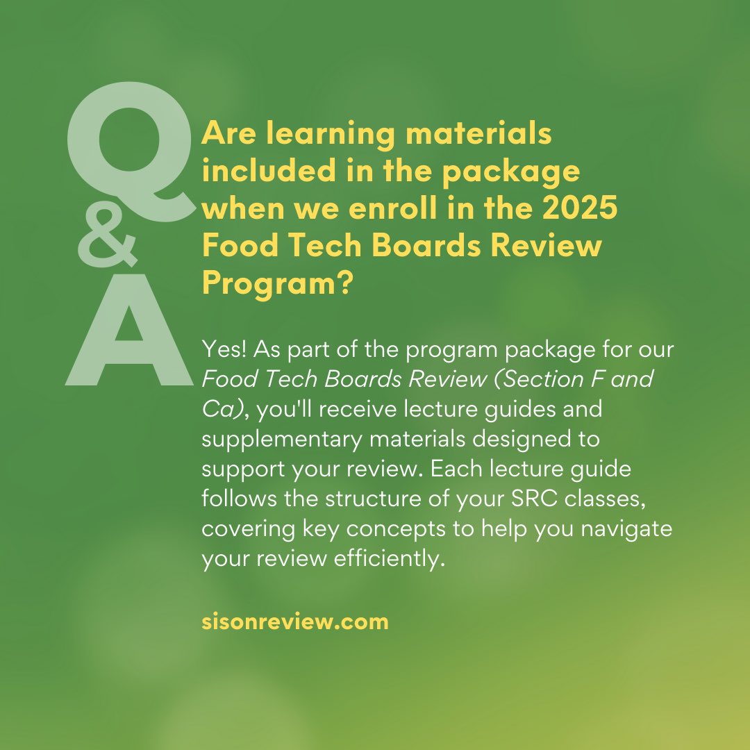 sisonreview's tweet photo. 📢 Students enrolled in SRC review programs receive comprehensive learning materials, including lecture guides and supplementary resources to support their review.

✅ Start your journey with SRC today—classes start soon!  

➡️ Register now at https://t.co/E77lTUanSw. https://t.co/r9MMV6QRIo