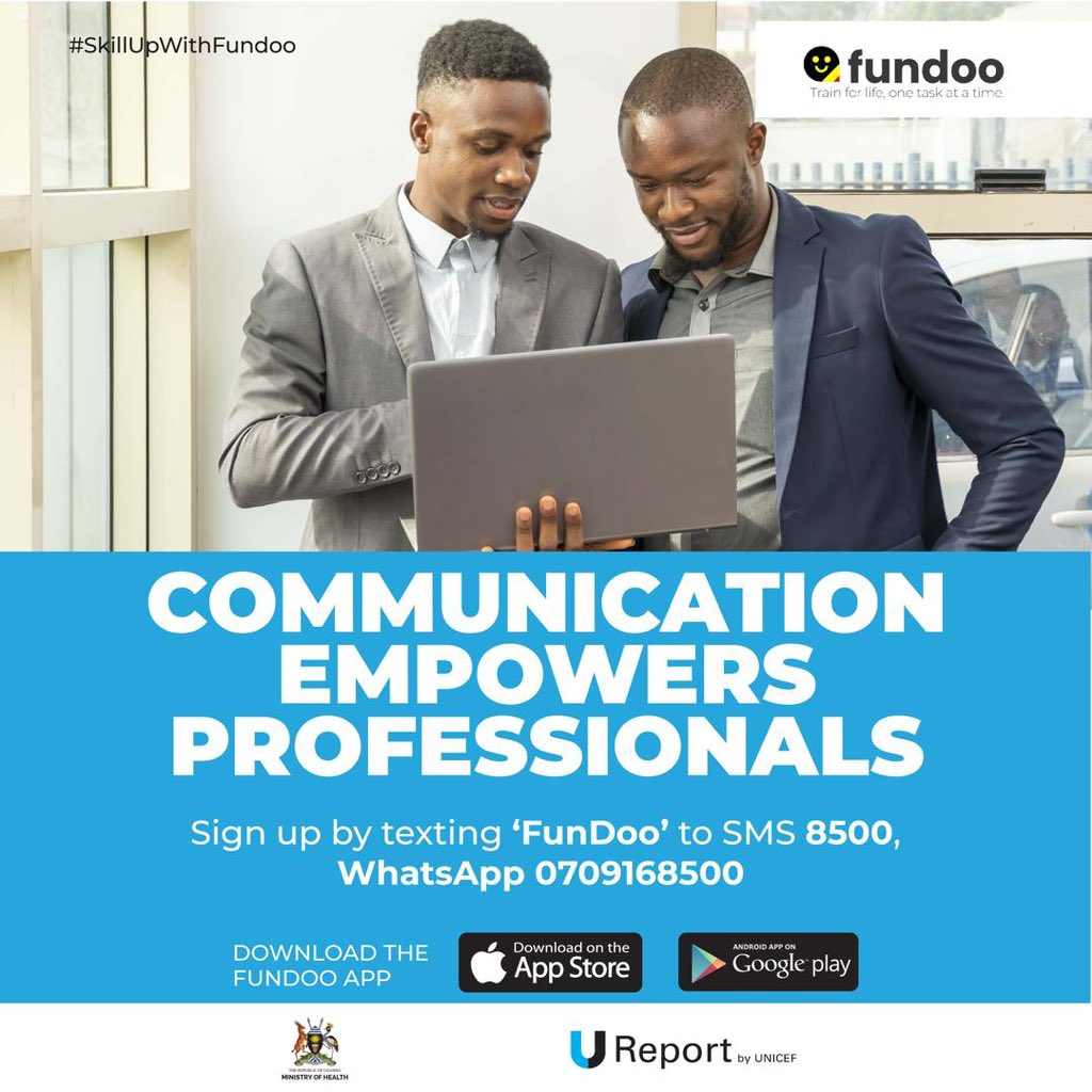 UReportUganda's tweet image. 📌#Communication is key for any Professional.Online &amp;amp;offline channels are key.
📲Sign up by Texting #FunDoo to SMS 8500 or WhatsApp 0709168500. Download Google Play: bit.ly/U-ReportAndroid or bit.ly/U-ReportiOS #Yourvoicematters
@UNICEFUganda 
@Makerere @AtiiandKatiLtd