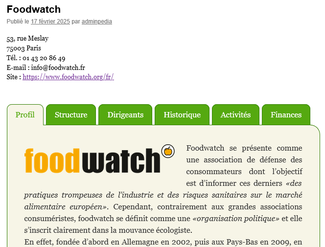 ecolopedia's tweet photo. Mise à jour des éléments concernant @foodwatchfr : https://t.co/WQeadI9R1b https://t.co/kzP8mqUvK3