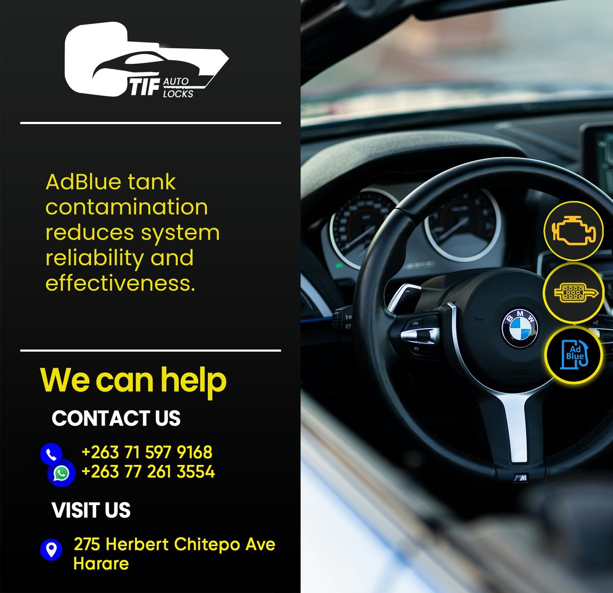 TIFautolocks's tweet image. AdBlue tank contaminated? Improve your vehicle&apos;s reliability with TIF Autolocks. Our expert services ensure optimal system performance. #AdBlueSystem