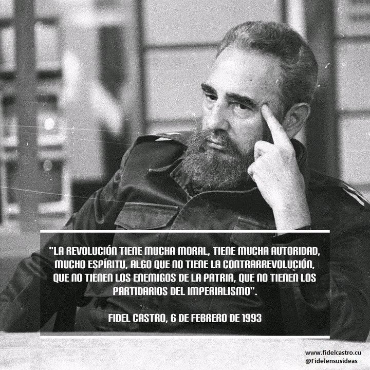 DPSHabana's tweet photo. “La Revolución tiene mucha moral, tiene mucha autoridad, mucho espíritu, algo que no tiene la contrarrevolución, que no tienen los enemigos de la patria, que no tienen los partidarios del imperialismo”.
6 de febrero de 1993
#FidelPorSiempre
#CubaVencerá 
#LaHabanaDeTodos https://t.co/Z0A3NwC17H