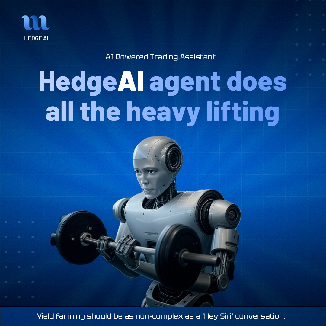 HedgeAI_'s tweet photo. You know yield farming should be as non-complex as a 'Hey Siri' conversation. 

We've been working on this and we've come pretty close. 

Our HedgeAI agent does all the heavy lifting for you efficiently, analytically and with low latency. 

But don't take it from us, Try it out yourself