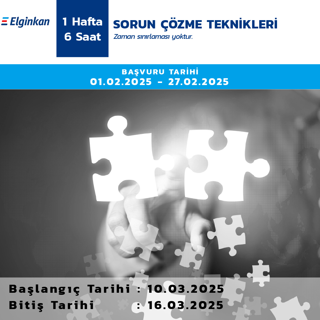 10 Mart Pazartesi günü başlayacak ve 1 Hafta 6 saat sürecek İşyerinde Sorun Çözme Teknikleri uzaktan eğitim seminerimiz için son başvuru 27 Şubat Perşembe günüdür.

Kayıt işlemlerinizi web sitemiz üzerinden gerçekleştirebilirsiniz.

Başvuru linkleri:
basvuru.aemtem.org.tr