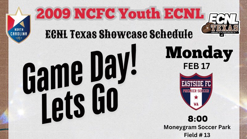 Game Day!!!
<a href="/NCFC_Youth/">NCFC Youth</a> <a href="/NCFC_ECNLGirls/">NCFC ECNL Girls</a> <a href="/ImYouthSoccer/">ECNL/GA/Recruiting/College Soccer</a>