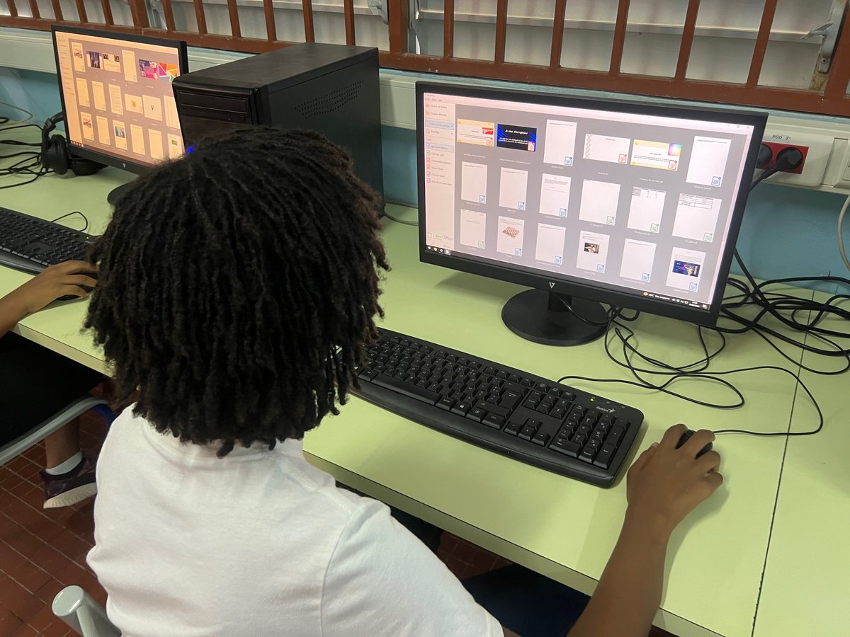 Les élèves de CM2 des écoles du François REP+ Trianon bénéficient d'un atelier dirigé informatique mené par le PLC-RUPN (Référent pour les Ressources et Usages Pédagogiques Numériques) et l'AED-TICE au collège de Trianon en salle informatique.