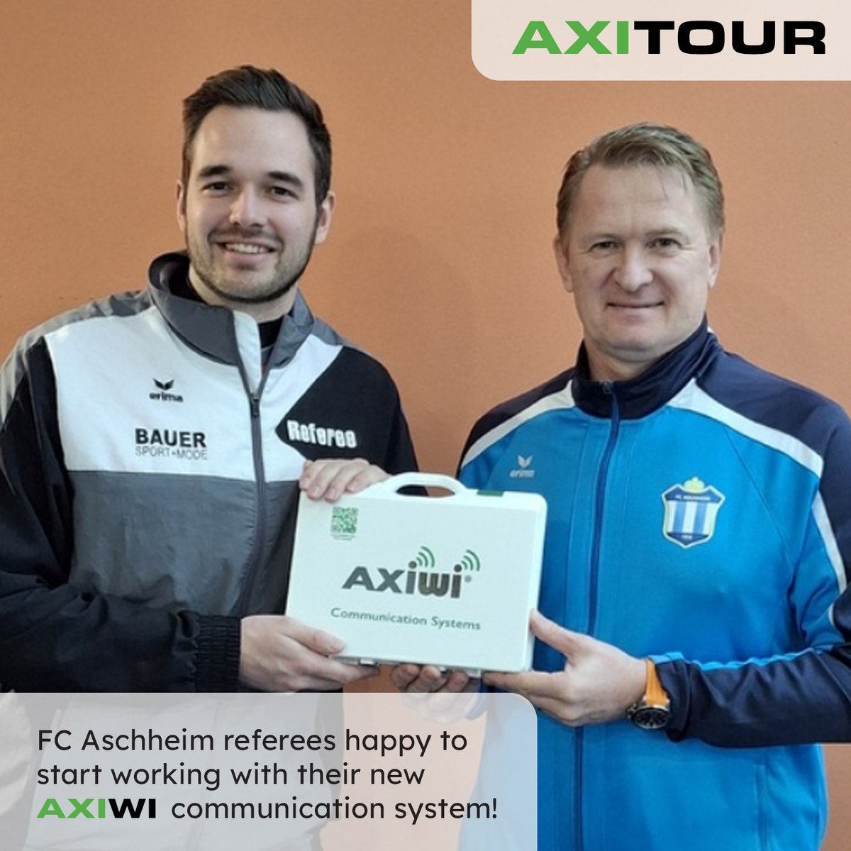 ⚽ FC Aschheim happy to have a new communication system from AXITOUR! ⚽

We love it when clients send us their appreciation &amp; today we got this image from Matthias Trägner &amp; Matthias Schübert from FC Aschheim proudly showing their new Axiwi headsets!

Enjoy your new equipment!