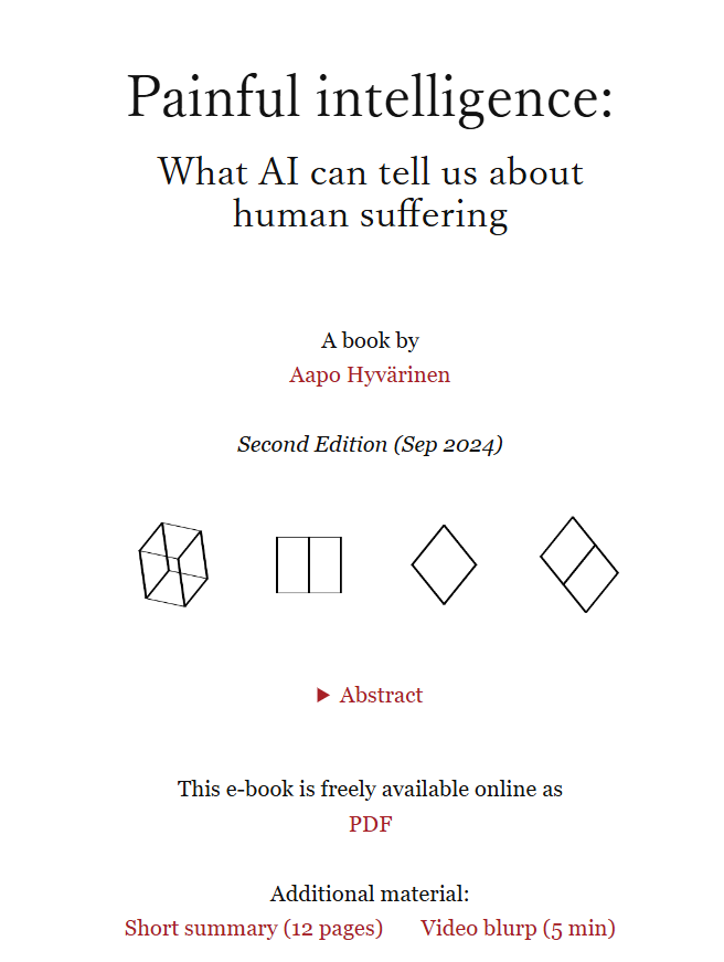 FrnkNlsn's tweet photo. An exceptional PDF book worth checking out!
Highly recommended!

"Painful intelligence: What AI can tell us about human suffering"

https://t.co/gUMJiFJsv6 https://t.co/q60C9397RC