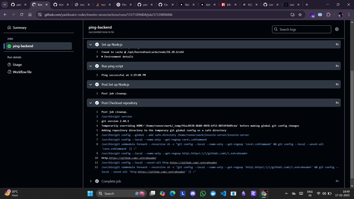 0xCracked_dev's tweet image. Keeping the Backend API alive using javascript and @github workflow, service deployed on render tends to go to sleep and become inactive with time.
#Coding #developer #developmentservice