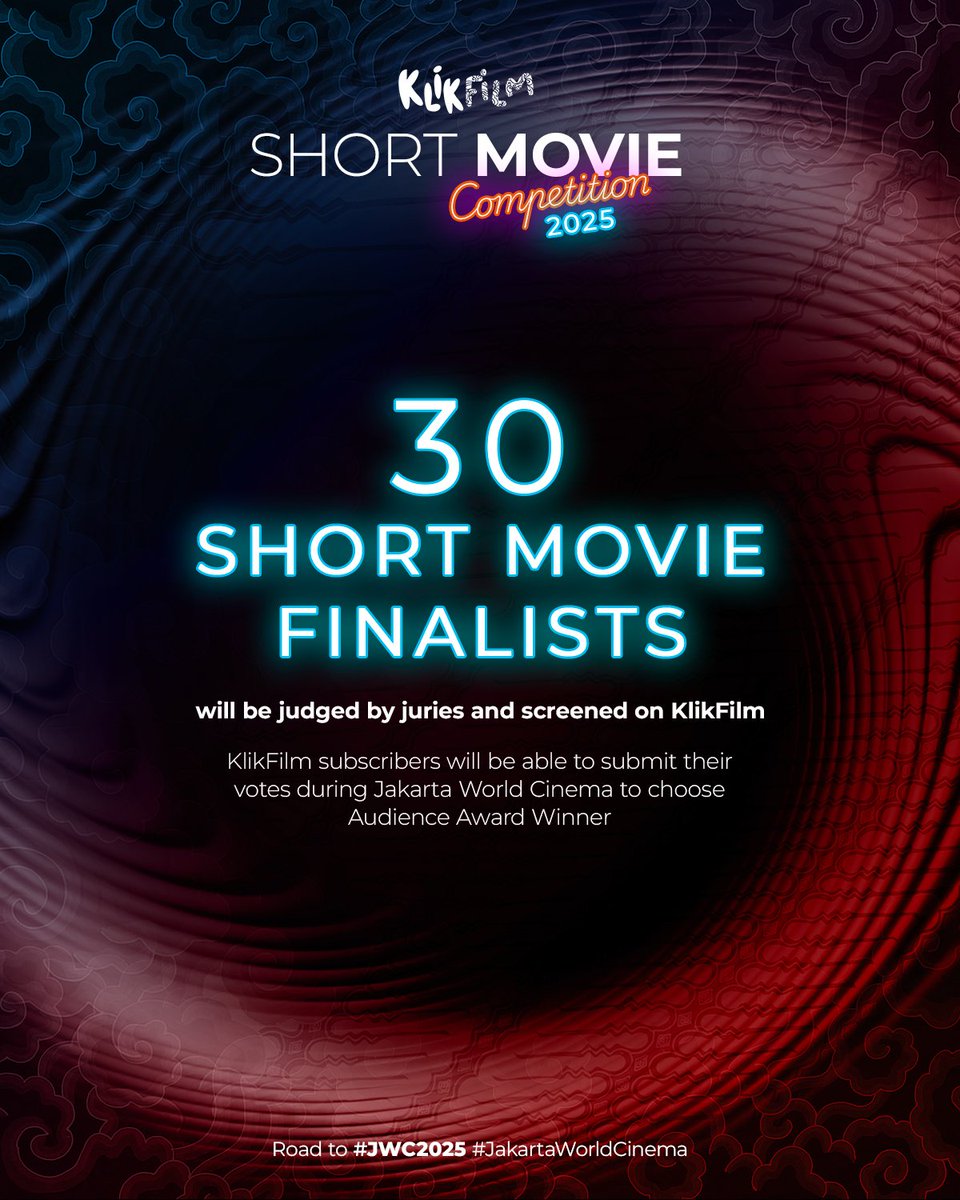 cinemagsnews's tweet photo. KlikFilm Short Movie Competition - Road to Jakarta World Cinema 2025!

Kompetisi film pendek terbuka untuk umum! Dinilai oleh Joko Anwar, Herwin Novianto, Alim Sudio, Asmara Abigail &amp; Aditya Ahmad.

@uneffjember
@KlikFilm #JWC2025 #ShortMovieCompetition https://t.co/lR9vFf2qhC