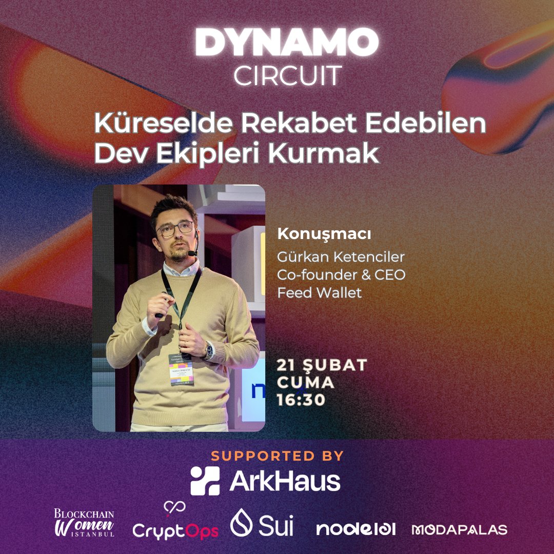 @feedwallet Co-founder &amp; CEO’su Gürkan Ketenciler <a href="/0xGurkan/">Gürkan Ketenciler | Riyadh - Istanbul</a>, "Küreselde Rekabet Edebilen Dev Ekipleri Kurmak" oturumunda bizimle olacak. 

Etkinlik bu Cuma <a href="/arkhauspeople/">Arkhaus</a>'da!