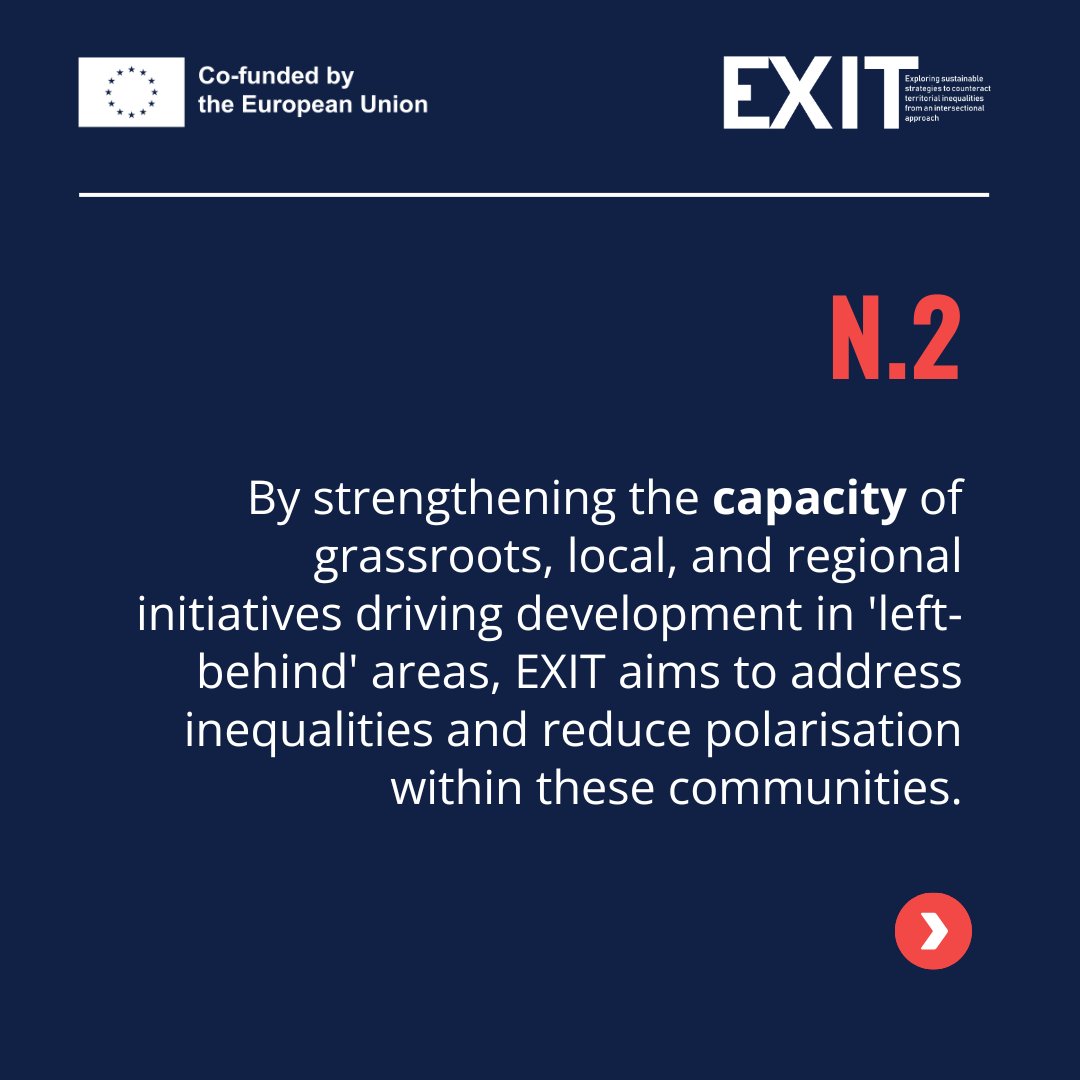 exit_projecteu's tweet image. Our mission is to tackle territorial inequalities across Europe.

Here are three things you need to know about how we aim to achieve this.

👉Discover more at exit-project.eu

#EXITProject #EUPolicy #UrbanDevelopment #InclusiveCommunities #EuropeanCommission #HorizonEU