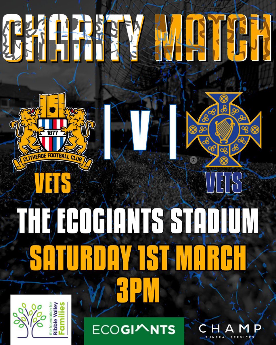 📣FIXTURE ANNOUNCEMENT 📣 

🆚Northern Ireland Vets

📆Saturday 1st March

🕒3pm KO

🏟️ Shawbridge EcoGiants Stadium

💰£2 entry: Raising money for the Foundation for Ribble Valley Families