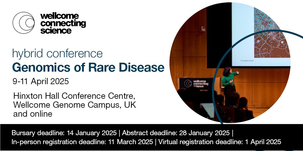 Join leading experts working in #RareDisease research at our #GRD25 conference🧬

📅9-11 April 2025
💭Share insights in person

Explore the latest #genomics advances accelerating improvements in clinical care for rare disorders.

⏰Register by 11 March: bit.ly/3YzreSC