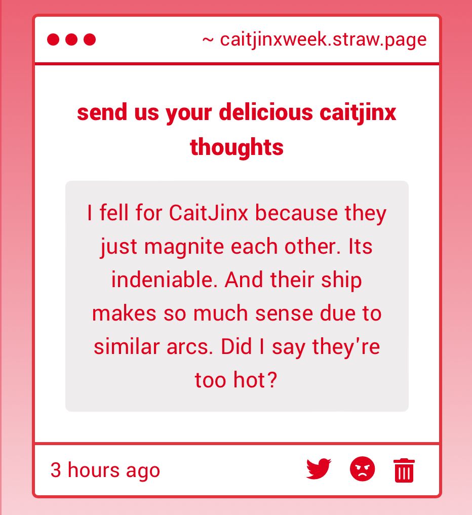 caitjinxweek's tweet image. Great points! Magnetism, undeniable chemistry, complimentary character arcs, and they’re both incredibly hot. I couldn’t agree more, Anon.