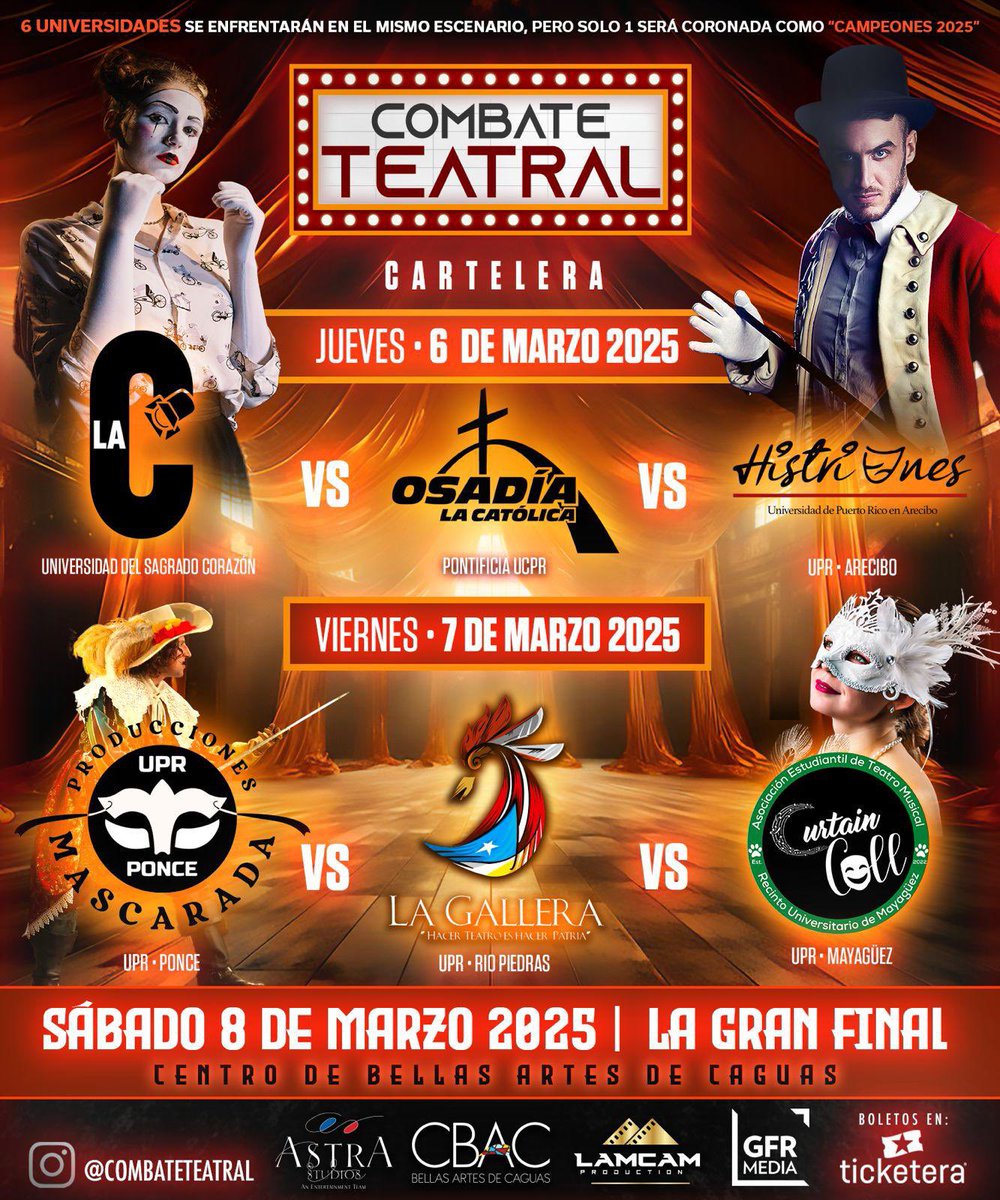 Regresan las JUSTAS TEATRALES en Puerto Rico 🇵🇷 este mes de Marzo en el CBA de Caguas donde 6 universidades se enfrentan por la Copa Dean Zayas! 🏆🎭 

Comunidad de “X”, me pudieran apoyar con lo siguiente? 

¿Como puedo contactar a los representantes o senadores de Distritos de