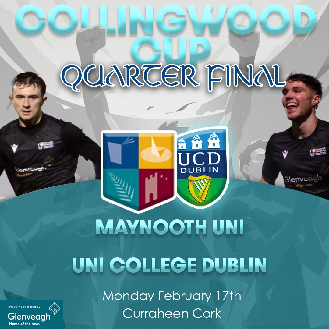 Result 
Collingwood Cup QF

<a href="/MUAFC_/">Maynooth Uni Soccer</a> 1 <a href="/UCDAFC/">UCD FC</a> 1 
MU win 7 - 6 on penalty kicks 
S McHale ⚽️

Into the semis we go ⚽️🎓💪

<a href="/MaynoothUni/">Maynooth University</a> <a href="/MaynoothCAO/">Maynooth University Undergraduate Admissions</a> <a href="/GlenveaghHomes/">Glenveagh Homes</a> <a href="/faischools/">FAI Schools</a> <a href="/MUSportsOffice/">Maynooth Uni Sports</a>