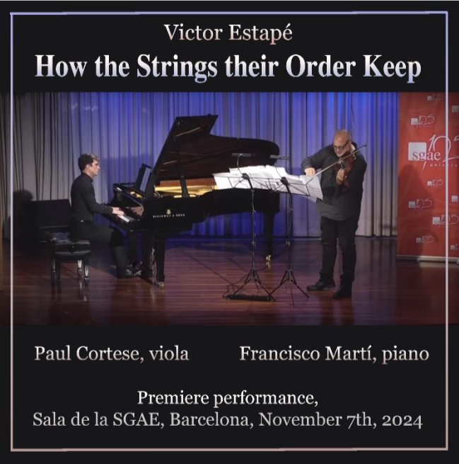 Coming soon, a new recording of the premiere performance of a new work by Victor Estapé for viola and piano, produced by Julian Jahanpour