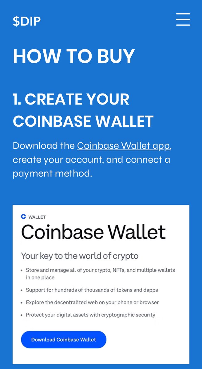 baseddippy's tweet photo. Updated our website to show just how easy it is to buy $DIP using @coinbase wallet!

Check it out here: https://t.co/PJLpYUA5pa

https://t.co/evxrC5vCfz

CA:
0xa54342b4d5d30a601171275dc0f3a911f4e4255d

#BuyTheDip #Crypto #Ethereum #MemeCoins #Base #CoinaseWallet https://t.co/EQ6Rgb4KgN