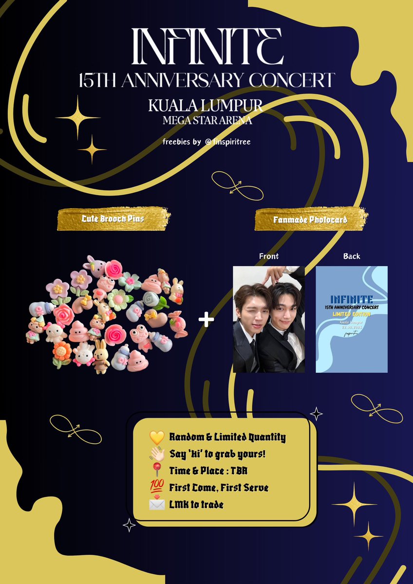INFINITE LIMITED EDITION CONCERT IN KL : freebies by <a href="/finspiritree/">휘나 ૮ • ﻌ - ა🌱</a> 💛

📅 22nd February 2025
📍 Mega Star Arena
⏰ TBA
👋🏻 Say 'Hi' to grab yours!
💯 First come, first serve

rts are appreciated, if nak trade just lmk 😊

#INFINITE #INFINITEinKL #INFINITEinMALAYSIA