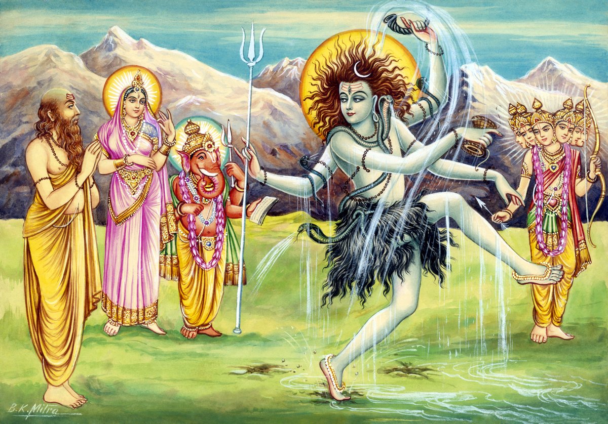 _adityabh's tweet image. Mahadev doing Anand Tandav.

~ Lithograph print from Kalyan Magazine, 1942.