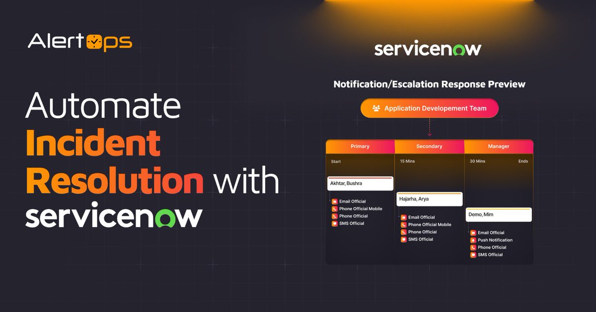 Automating incident response with AlertOps and ServiceNow significantly reduces manual intervention, accelerates resolution times, and minimizes the risk of human error. 

Request a Demo -hubs.la/Q036Ygz70

#IncidentResponse #ITAutomation #ServiceNow