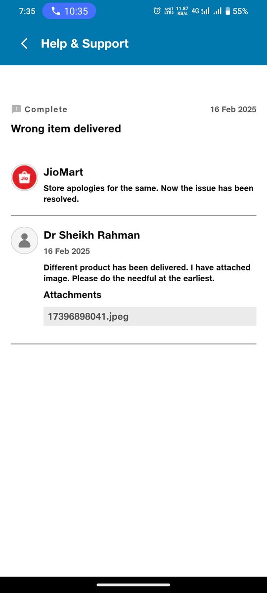 SheikhShafikur's tweet photo. @JioMart_Support 
@JioMart
 I received the wrong product and raised a complaint, but the resolution provided was completely unsatisfactory. This is not the service expected from a reputed brand. Please resolve this properly ASAP! #JioMart 
#CustomerServiceFail https://t.co/PYmpB7AQTD
