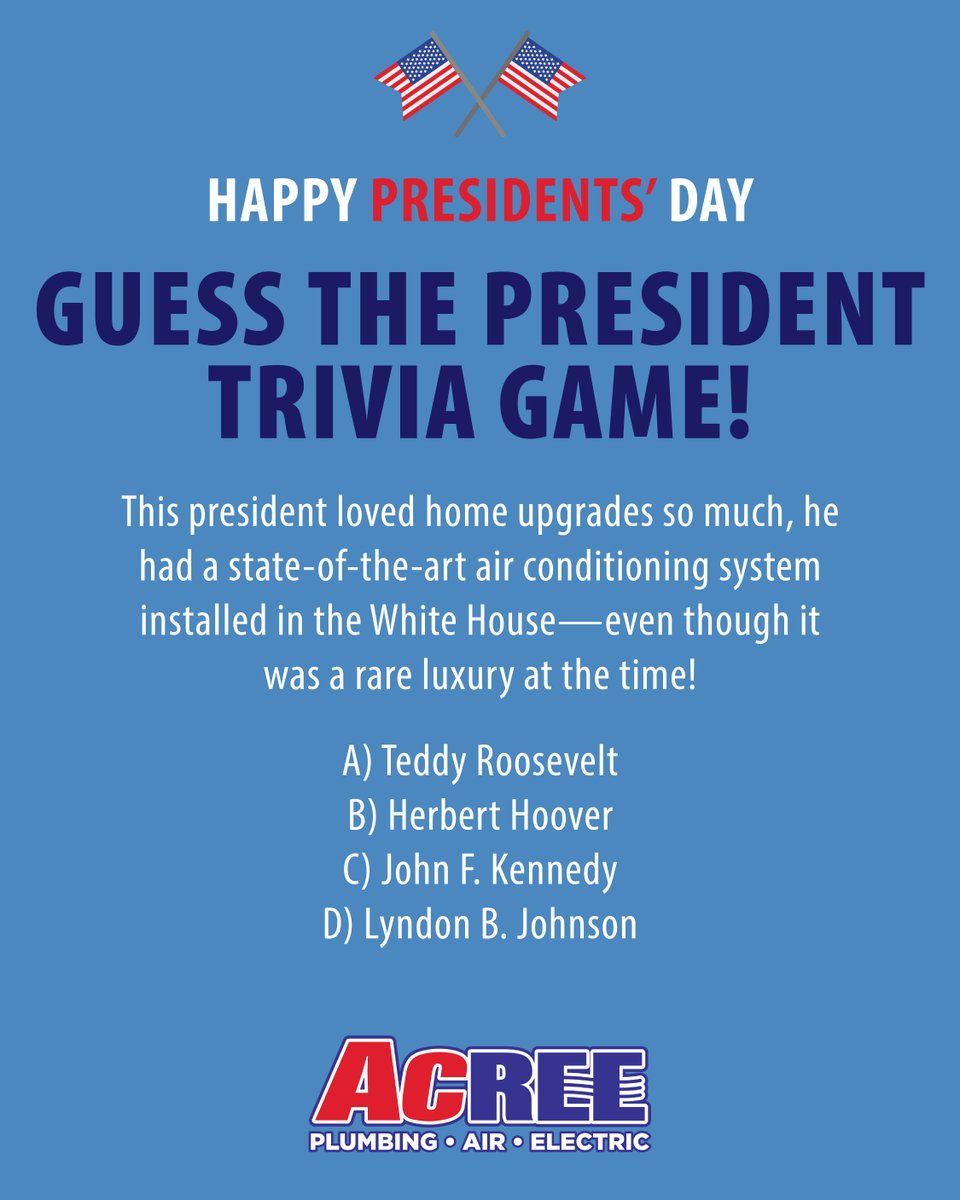 TrustAcree's tweet photo. Happy #PresidentsDay 🦅 Do you think you know the answer to the trivia? Reply back your guesses below! https://t.co/aMlHOBxqNA