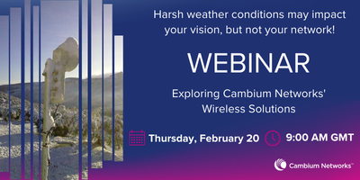 CambiumNetworks's tweet image. Discover what&apos;s new in Wireless Solutions by Cambium Networks

Register for this webinar today: 
bit.ly/417xh1Y

#Webinar #WirelessTechnology #NetworkSolutions #Connectivity