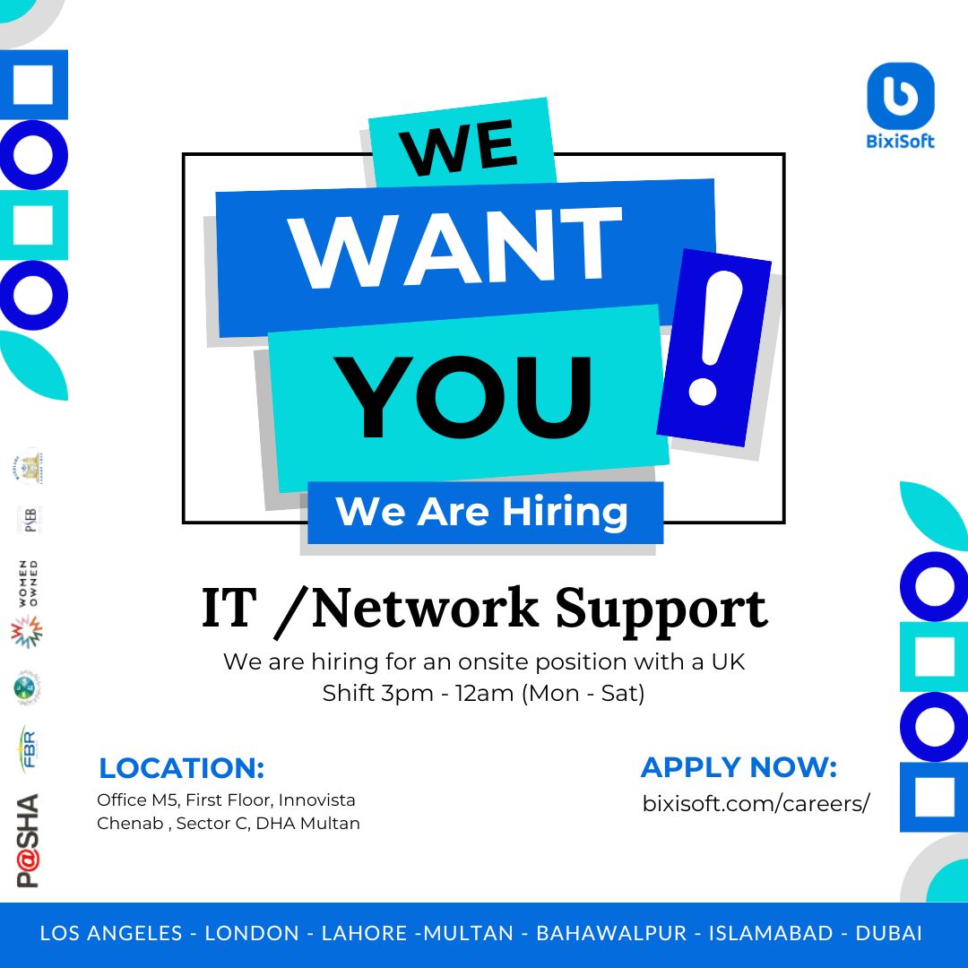 bixisoftware's tweet photo. 🚀 Join Our Team at Bixisoft Pvt Ltd – Exciting Entry-Level &amp; Internship Opportunities! 📷 
Bixisoft Pvt Ltd is expanding, and we’re looking for talented fresh graduates &amp; entry-level professionals in DHA Multan &amp; nearby areas to join our team! If you’re eager to learn, grow https://t.co/WeDjbfLgbU