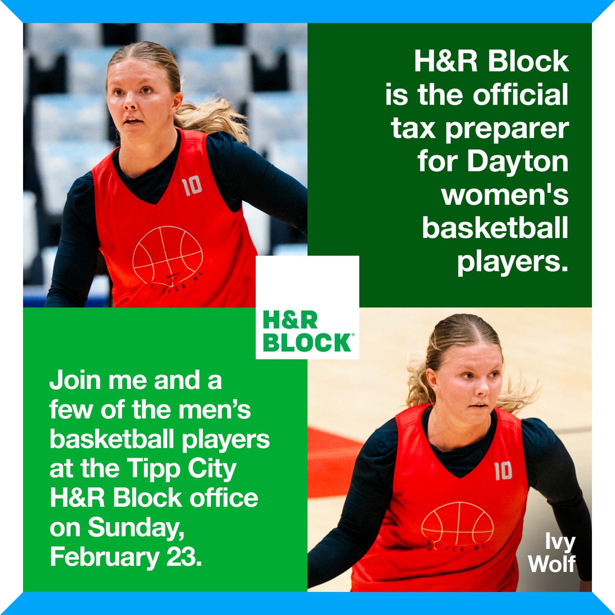 Excited to join a few of my fellow <a href="/DaytonFlyers/">Dayton Flyers</a> for this awesome opportunity to connect with fans, take pictures, and sign autographs. 

We appreciate the continued support from <a href="/HRBlock/">H&R Block</a>  See you on February 23! 

Learn more and RSVP by tapping here: dayton6th.com/hrb
