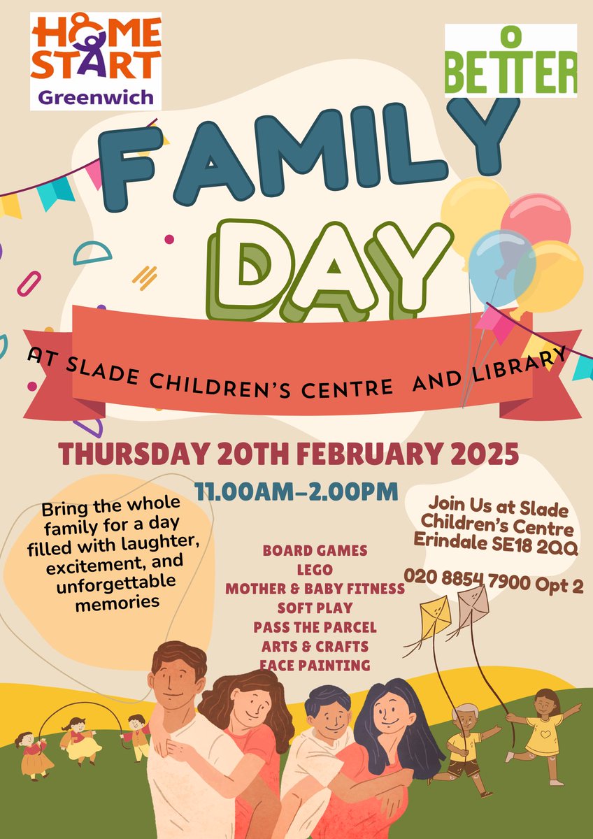 GreenwichLibs's tweet image. Join the #HalfTerm family fun day at #SladeLibrary and Slade Children’s Centre this coming Thursday, 20 February from 11am-2pm! There’s lots to do, bring the whole family to enjoy face painting, Lego adventures, soft play and more! 🎨📚 #LoveYourLibrary