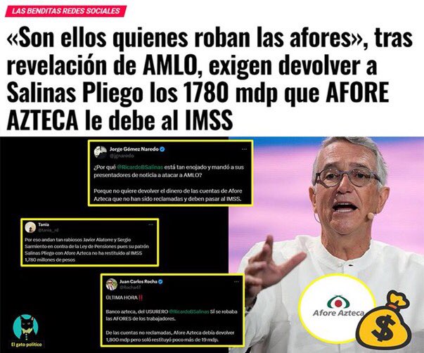 JoseLC2020's tweet photo. @RicardoBSalinas @JMilei Así q un “error del CM” 
Es la manera tan desaseada y vulgar q este estafador vitalicio encontró para defender al estafador novicio @JMilei. 
Seguro le ayudará a comprar al PJ de 🇦🇷 como hizo con el de 🇲🇽, al final es $$ robado a los mexicanos y lo puede “invertir” a su antojo. https://t.co/IwqVrQ67qS