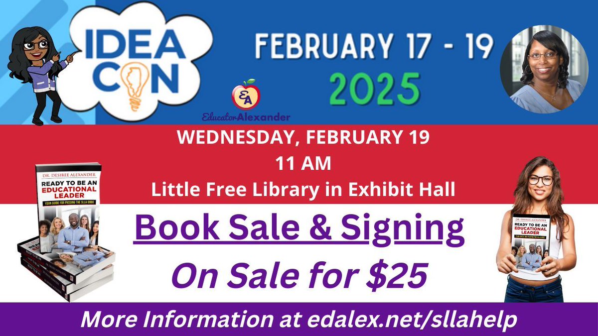 educatoralex's tweet photo. At #IDEAcon25?
Get your copy of
Ready to Be an Educational Leader: Your Guide for Passing the SLLA 6990
On Sale for $25
From the #IDEAcon bookstore!
#slla #sllatest #sllatestprep #EdLeadership #slla6990 @EdumatchBooks @ideaillinois #IDEAil #principals #leadershipcoaching https://t.co/y9lYVdr6Ov