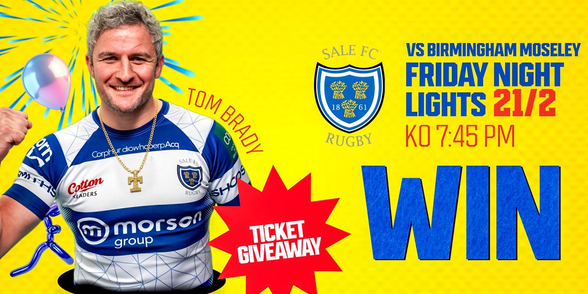 Want to win tickets for you and 3 of your friends ?! 

We just want you to tell us where Tom Brady has played his rugby before Sale FC.

Reply below 👇

Entry closes Tuesday 6PM. Winner announced Wednesday midday. 

See you in the comments!