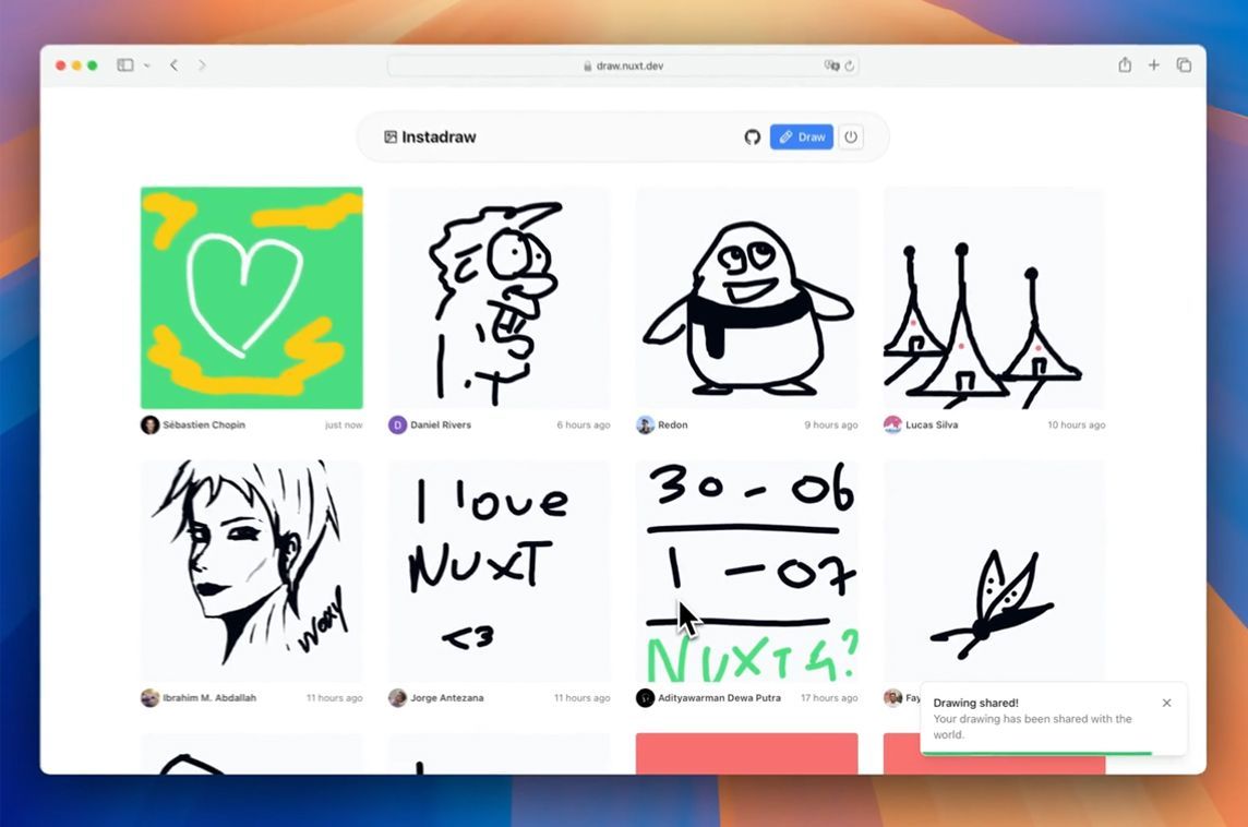 MadeWithVueJS's tweet image. Atidraw is an open-source drawing app #madewithvuejs & Nuxt by @atinux, who also wrote tutorials on how to build it 🧑🎓 - madewithvuejs.com/atidraw