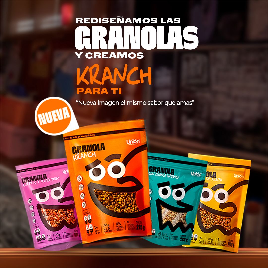 @unión_pe  transforma la imagen de sus #granolas y presenta a #Kranch. Eliminando lo tóxico de la alimentación y forma de vivir de las #nuevasgeneraciones y convierte #DeHatersALovers.