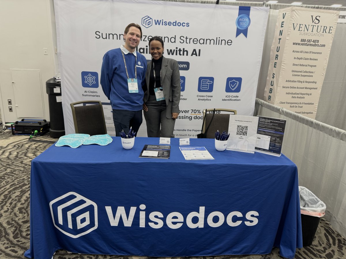Wisedocsai's tweet image. Thatโs a wrap on #NAMIC2025! ๐ A huge thank you to @NAMIC for hosting an incredible #ClaimsConference filled with valuable insights and meaningful connections. If you missed us at the event, #BookADemo to see how AI is changing claims for #Insurers. ๐hubs.ly/Q036LSQ30