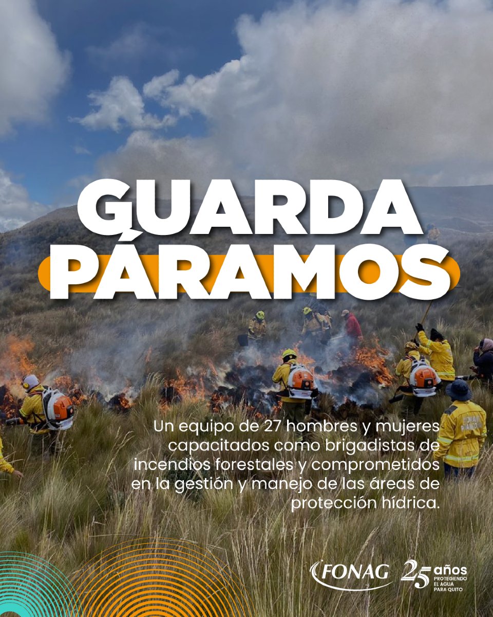 👨🏻‍🚒🌿💧 El término guardapáramo fue adoptado por el FONAG para denominar a nuestros guardianes de la naturaleza. En 25 años de trabajo, hemos podido construir un equipo de 27 hombres y mujeres que, con liderazgo y entrega, custodian y aportan a la protección de las fuentes de agua