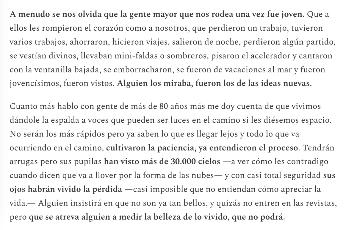 CarlaMourinho's tweet photo. En las últimas semanas he tenido conversaciones muy bonitas con personas de más de 80 años y escribí esto: https://t.co/CQyhQlYZC9